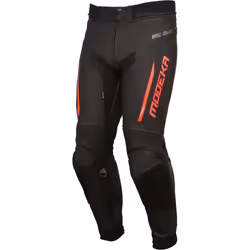 Modeka Valyant Pantaloni in pelle da moto, nero-rosso, dimensione 46 per uomo