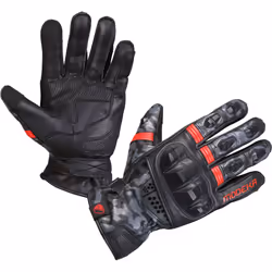 Modeka Valyant Guanti da moto, nero-rosso, dimensione XL per uomo