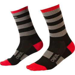 Oneal Performance Stripe Calze da ciclismo, nero-grigio-rosso, dimensione 39 - 42 per uomo