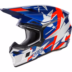 Oneal 3SRS Ride Casco Motocross, bianco-rosso-blu, dimensione 2XL per uomo