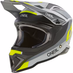 Oneal 1SRS Stream Casco da motocross, nero-grigio-giallo, dimensione S per uomo