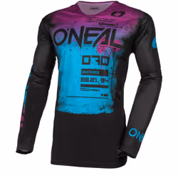 Oneal Mayhem Scarz Maglia Motocross, nero-blu-porpora, dimensione L per uomo