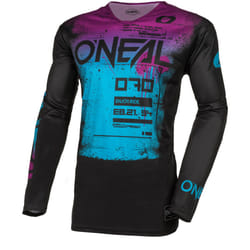Oneal Mayhem Scarz Maglia Motocross, nero-blu-porpora, dimensione L per uomo
