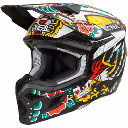 Oneal 3SRS Inked Casco da motocross per bambini, multicolore, dimensione XL