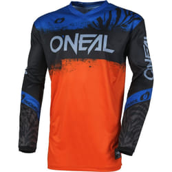 Oneal Element Shocker Maglia da motocross, nero-blu-arancione, dimensione L per uomo