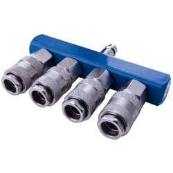 Deviatore ad aria compressa a 4 vie con rubinetti rapidi Scheppach