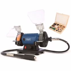 SMERIGLIATRICE MOLA DA BANCO COMBINATA CON KIT FRESE FLESSIBILE 120W SCHEPPACH HG35 • Modello compatto da tavolo con motore d ...