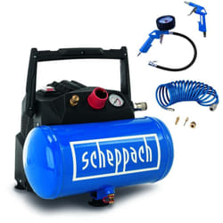 Compressore aria portatile 1.6hp 6lt 8barcon 5 accessori e tubo Scheppach hc06