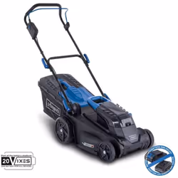 Il rasaerba a batteria Scheppach BC-MP380-X con una larghezza di taglio di 38 cm è adatto per giardini con una superficie erb ...