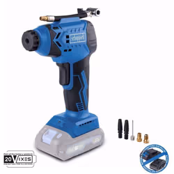 Con una pressione di esercizio massima di 7 bar, il compressore manuale a batteria Scheppach C-AC20-X è un pratico e potente ...
