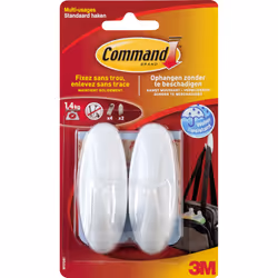 Command W17081, Gancio universale, Bianco, Plastica, Striscia adesiva, 1,4 kg, Rettangolo