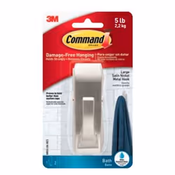3M MR03BN-BFGN, Interno, Gancio universale, Argento, Metallo, Striscia adesiva, Muro dipinto, Piastrelle e metallo