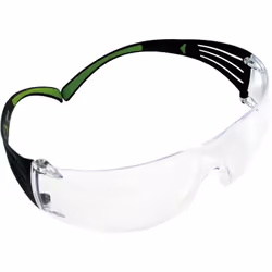 Descrizione Gli occhiali di protezione 3M SecureFit serie 400, SF401AS/AF montatura nera e verde, antigraffio e antiappanneme ...