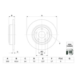 Disco freno BOSCH 0 986 479 F89 posteriore, pieno, altamente carbonizzato, 1 Pezzo