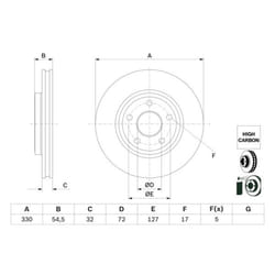 Disco freno BOSCH 0 986 479 G78 anteriore, ventilato, altamente carbonizzato, 1 Pezzo