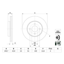 Disco freno BOSCH 0 986 479 G95 anteriore, ventilato, altamente carbonizzato, 1 Pezzo