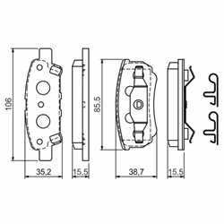 Set di pastiglie freno BOSCH 0 986 424 814, posteriore - Vista aggiuntiva 6