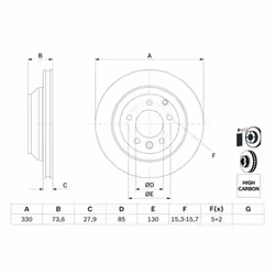 Disco freno BOSCH 0 986 479 095 posteriore, ventilato, altamente carbonizzato, 1 Pezzo - Vista aggiuntiva 7