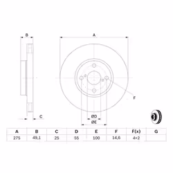 Disco freno BOSCH 0 986 479 245 anteriore, ventilato, 1 Pezzo - Vista aggiuntiva 5