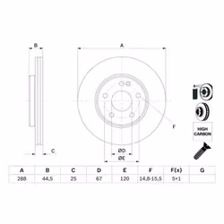 Disco freno BOSCH 0 986 479 234 anteriore, ventilato, altamente carbonizzato, 1 Pezzo - Vista aggiuntiva 6