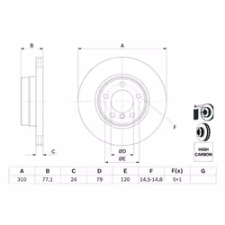 Disco freno BOSCH 0 986 479 055 anteriore, ventilato, altamente carbonizzato, 1 Pezzo - Vista aggiuntiva 6