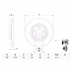 Disco freno BOSCH 0 986 478 521 anteriore, ventilato, 1 Pezzo - Vista aggiuntiva 6