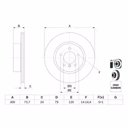 Disco freno BOSCH 0 986 479 216 anteriore, ventilato, altamente carbonizzato, 1 Pezzo - Vista aggiuntiva 5