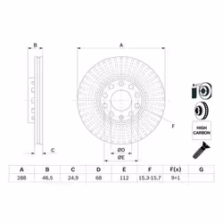 Disco freno BOSCH 0 986 478 546 anteriore, ventilato, altamente carbonizzato, 1 Pezzo - Vista aggiuntiva 5