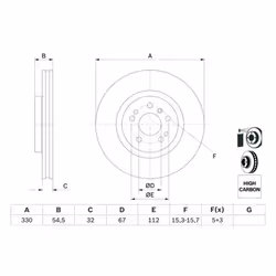 Disco freno BOSCH 0 986 479 269 anteriore, ventilato, altamente carbonizzato, 1 Pezzo - Vista aggiuntiva 6