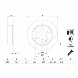 Disco freno BOSCH 0 986 479 295 posteriore, pieno, altamente carbonizzato, 1 Pezzo - Vista aggiuntiva 7