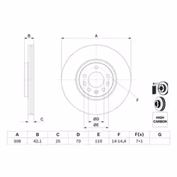 Disco freno BOSCH 0 986 479 113 anteriore, ventilato, altamente carbonizzato, 1 Pezzo - Vista aggiuntiva 7