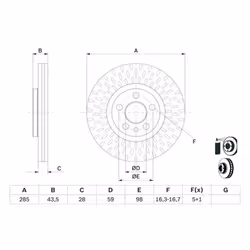 Disco freno BOSCH 0 986 479 114 anteriore, ventilato, 1 Pezzo - Vista aggiuntiva 7