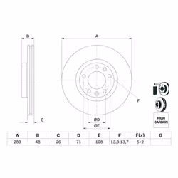 Disco freno BOSCH 0 986 479 193 anteriore, ventilato, altamente carbonizzato, 1 Pezzo - Vista aggiuntiva 7