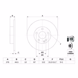 Disco freno BOSCH 0 986 479 185 anteriore, pieno, altamente carbonizzato, 1 Pezzo - Vista aggiuntiva 5