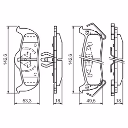 Set di pastiglie freno BOSCH 0 986 494 142, posteriore - Vista aggiuntiva 5