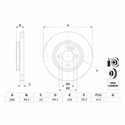 Disco freno BOSCH 0 986 479 437 anteriore, ventilato, altamente carbonizzato, 1 Pezzo - Vista aggiuntiva 7