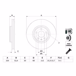 Disco freno BOSCH 0 986 479 468 anteriore, ventilato, altamente carbonizzato, 1 Pezzo - Vista aggiuntiva 6