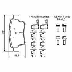 Set di pastiglie freno BOSCH 0 986 494 222, posteriore - Vista aggiuntiva 6