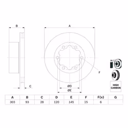 Disco freno BOSCH 0 986 479 296 posteriore, ventilato, altamente carbonizzato, 1 Pezzo - Vista aggiuntiva 7