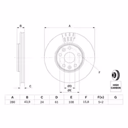 Disco freno BOSCH 0 986 479 555 anteriore, ventilato, altamente carbonizzato, 1 Pezzo - Vista aggiuntiva 6