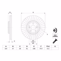 Disco freno BOSCH 0 986 479 565 anteriore, ventilato, altamente carbonizzato, 1 Pezzo - Vista aggiuntiva 7