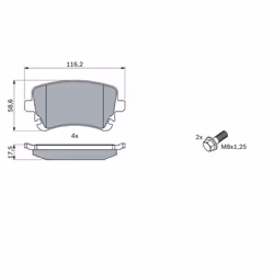Set di pastiglie freno BOSCH 0 986 494 303, posteriore - Vista aggiuntiva 8