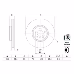 Disco freno BOSCH 0 986 479 635 anteriore, ventilato, altamente carbonizzato, 1 Pezzo - Vista aggiuntiva 7