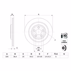 Disco freno BOSCH 0 986 479 628 posteriore, ventilato, altamente carbonizzato, 1 Pezzo - Vista aggiuntiva 7