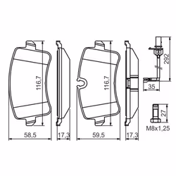 Set di pastiglie freno BOSCH 0 986 494 446, posteriore - Vista aggiuntiva 8