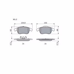 Set di pastiglie freno BOSCH 0 986 494 401, anteriore - Vista aggiuntiva 5