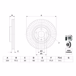 Disco freno BOSCH 0 986 479 753 anteriore, ventilato, altamente carbonizzato, 1 Pezzo - Vista aggiuntiva 7