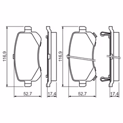 Set di pastiglie freno BOSCH 0 986 494 496, posteriore - Vista aggiuntiva 7