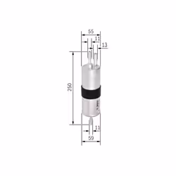 Altezza [mm]: 249,5. Diametro [mm]: 58,5. Entrata-ø [mm]: 8. Indice: F 026 403 754. Numero del Produttore: F 026 403 754. Pre ...