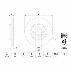 Disco freno BOSCH 0 986 479 659 anteriore, ventilato, altamente carbonizzato, 1 Pezzo - Vista aggiuntiva 6